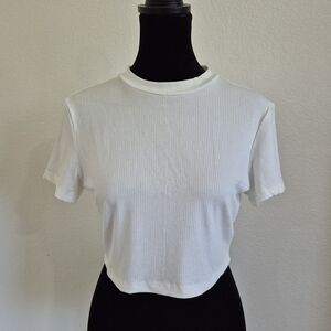 SHEIN White Ribbed Crop Top